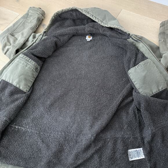 Carhartt C95 ARG Jackson Coat Men XL Tall Green Sherpa Lined Hooded Work Jacket - Picture 3 of 12